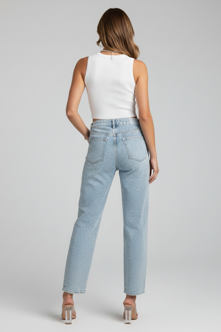 Catalina | Jeans Brillantes de Cintura Alta para Mujer 4