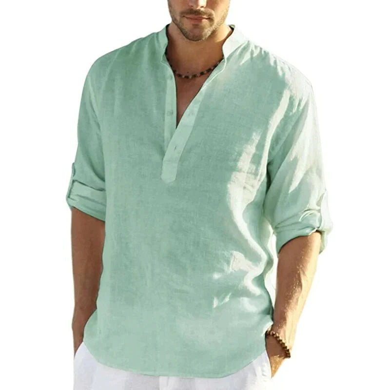 Diego | Camisa de Lino Casual para Hombre con Diseño Elegante y Cuello Henley 8