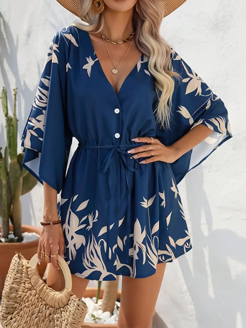 Lucía | Minivestido Floral con Cuello en V y Mangas Largas para Mujer 9