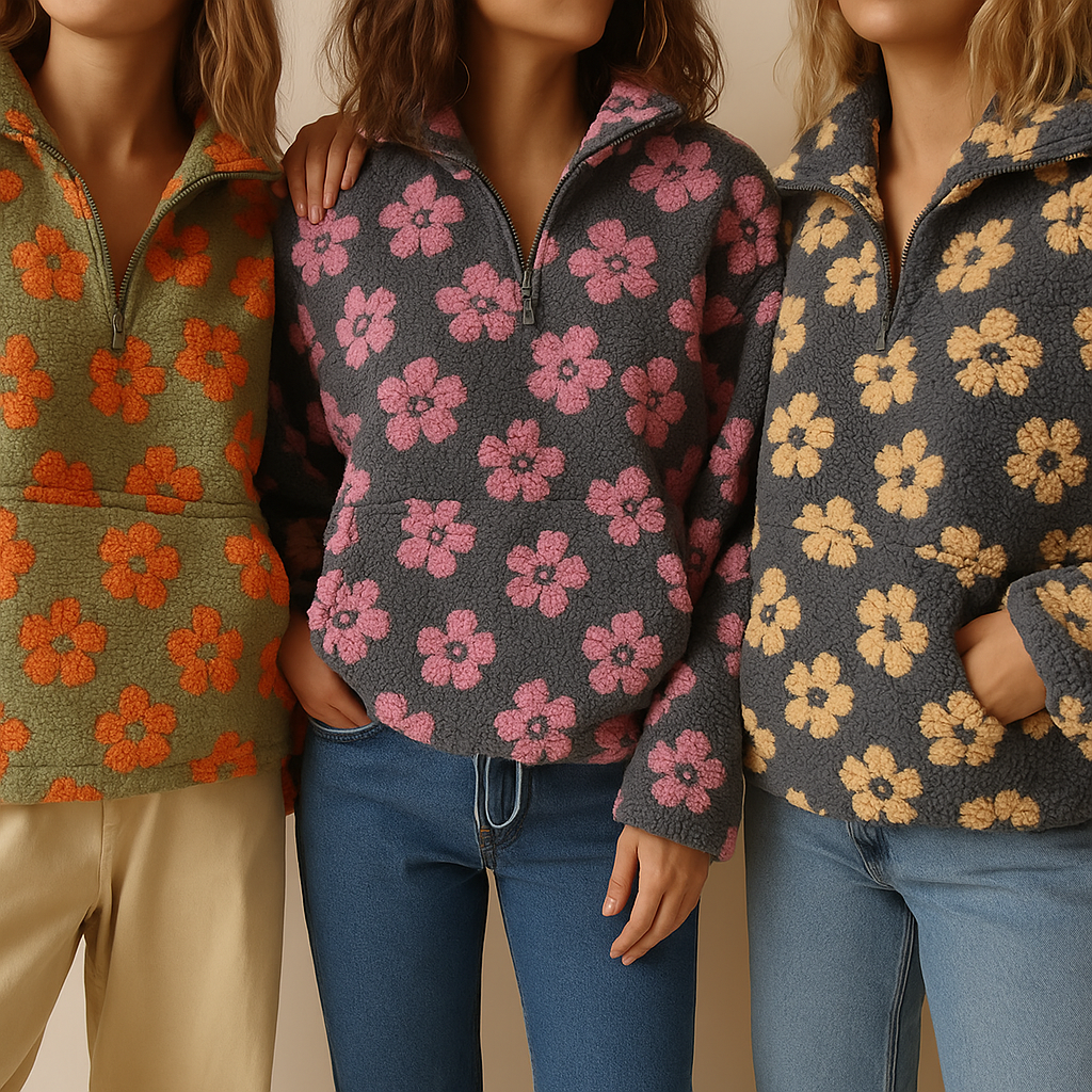 Sofía | Jersey de Forro Polar Floral con Cuello de Cremallera para Mujer 8