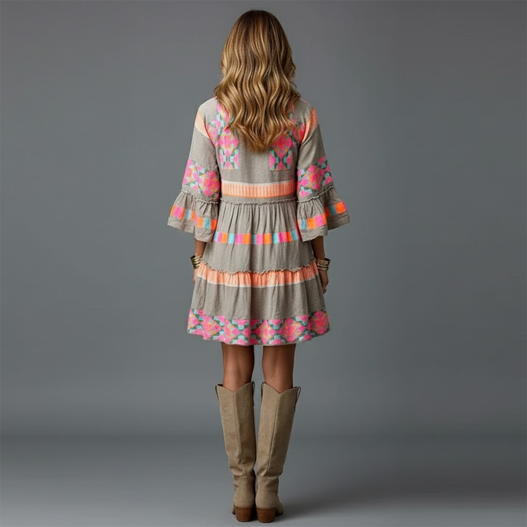 Sofía | Vestido Bohemio Colorido con Mangas Acampanadas para Mujer 2