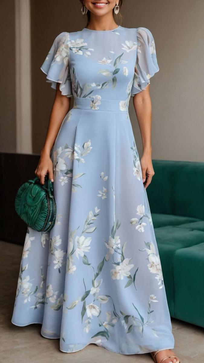 Sofía | Vestido Largo Floral Elegante para Mujer con Mangas Acampanadas 1