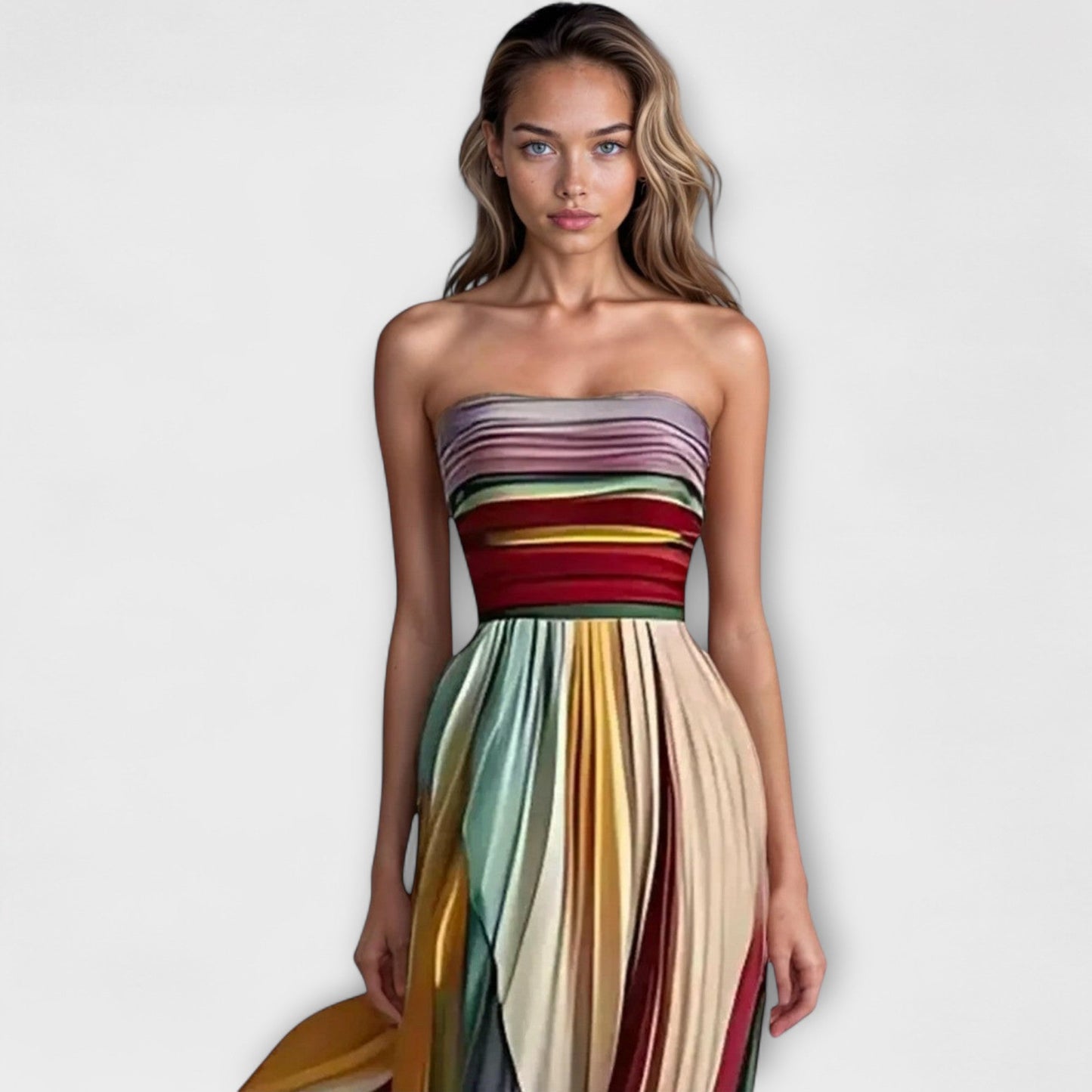 Sofía | Vestido Largo Plisado Multicolor Elegante para Mujer 1