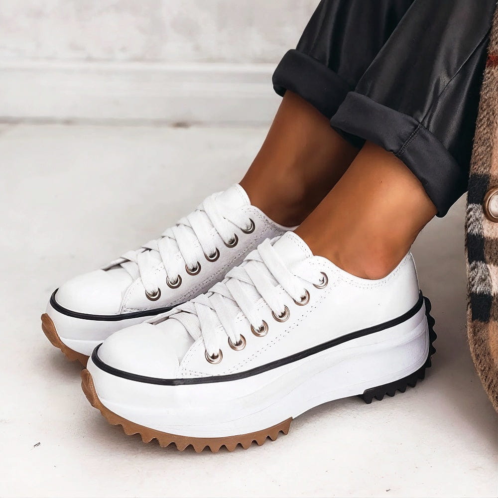 Sofía | Zapatillas Blancas Mujer con Plataforma y Cierre de Cordones 3