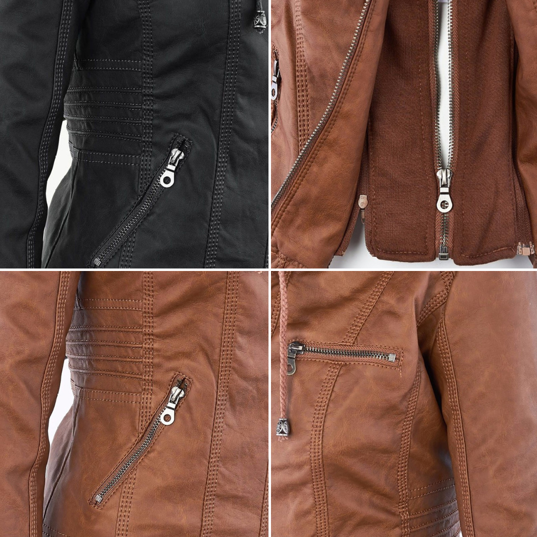 Chaqueta de cuero impermeable ZIRELLE vista completa para mujer