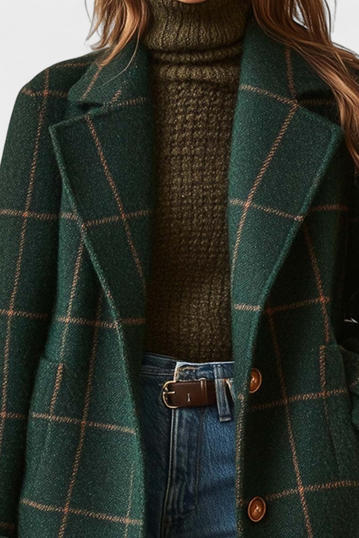 Abrigo Clásico de Lana a Cuadros | Diseño Entallado y Tejido Cálido para Elegancia Diaria 2