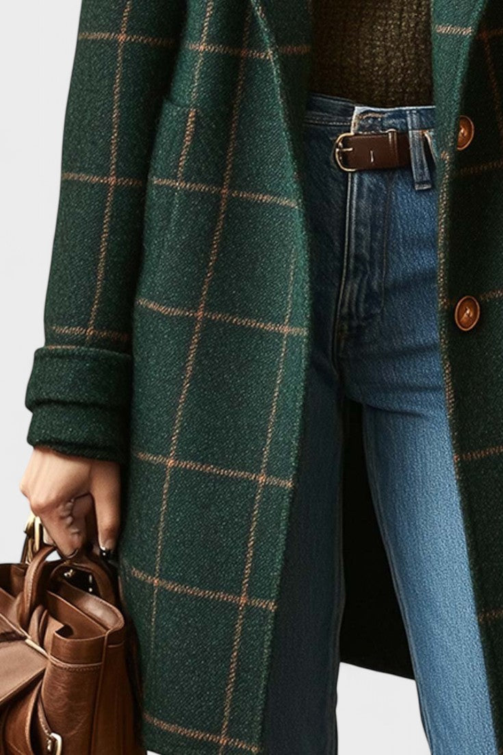 Abrigo Clásico de Lana a Cuadros | Diseño Entallado y Tejido Cálido para Elegancia Diaria 3