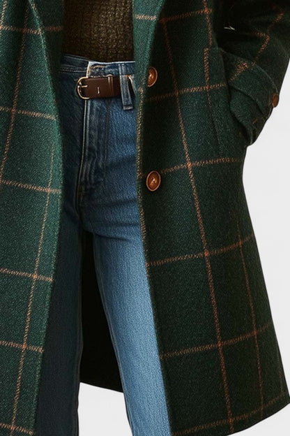 Abrigo Clásico de Lana a Cuadros | Diseño Entallado y Tejido Cálido para Elegancia Diaria 4