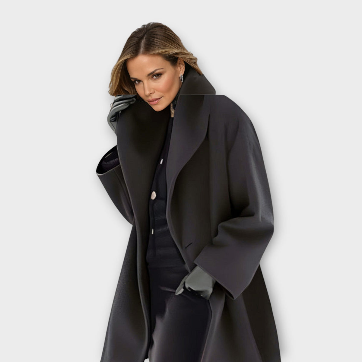 Abrigo Elegante | Abrigo de Mezcla de Lana Extragrande con Diseño Abierto | Comodidad y Estilo para Todas las Ocasiones 2