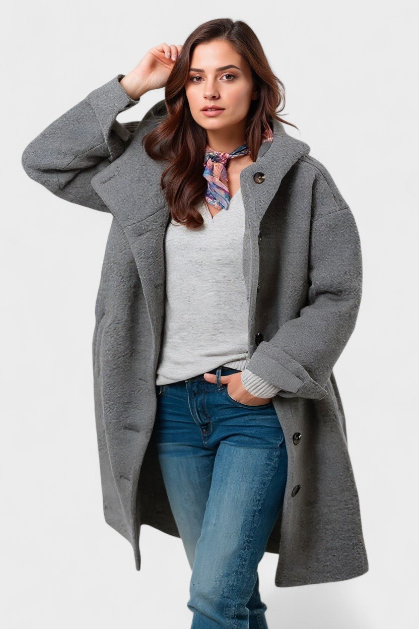 Abrigo Elegante de Invierno con Capucha y Botones Frontales | Comodidad y Estilo para Días Fríos 0