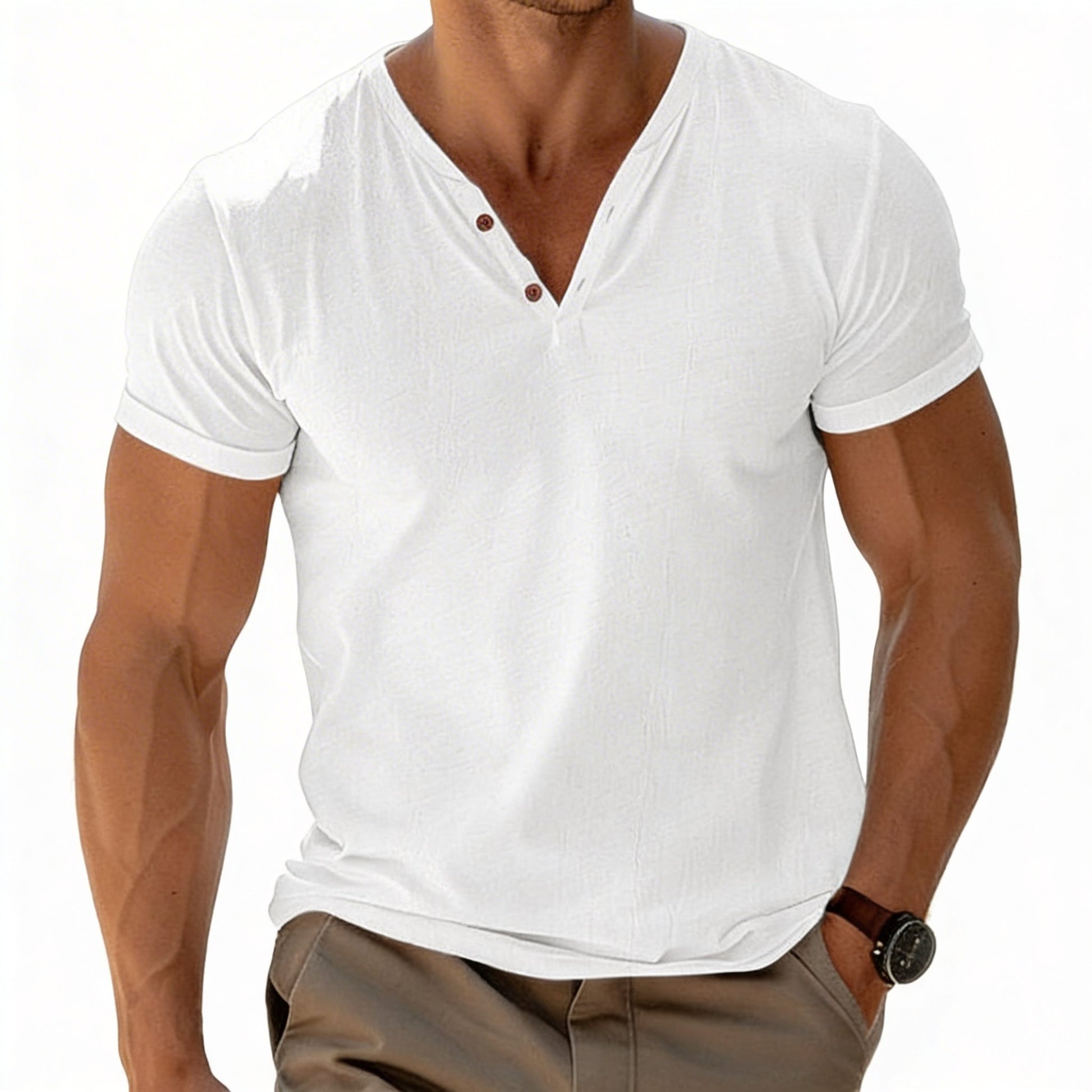 Andrés | Camisa Henley de Manga Corta para Hombre en Algodón Suave 1