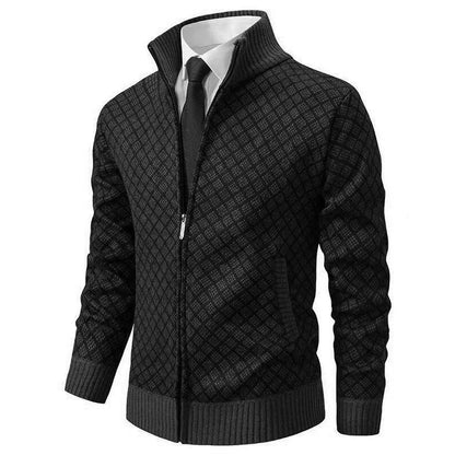 Andrés | Cárdigan de Punto con Cremallera y Cuadros para Hombre en Otoño e Invierno 0