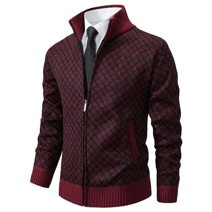 Andrés | Cárdigan de Punto con Cremallera y Cuadros para Hombre en Otoño e Invierno 2
