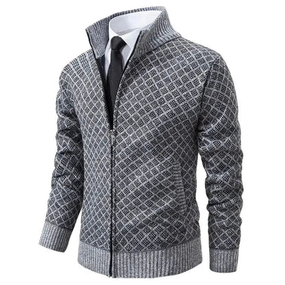 Andrés | Cárdigan de Punto con Cremallera y Cuadros para Hombre en Otoño e Invierno 3