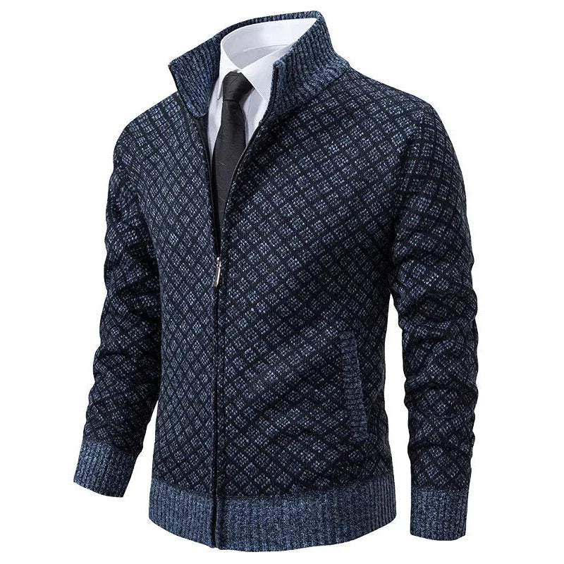 Andrés | Cárdigan de Punto con Cremallera y Cuadros para Hombre en Otoño e Invierno 4