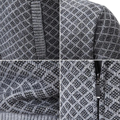 Andrés | Cárdigan de Punto con Cremallera y Cuadros para Hombre en Otoño e Invierno 5