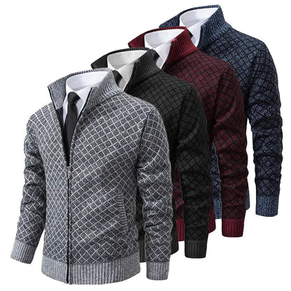 Andrés | Cárdigan de Punto con Cremallera y Cuadros para Hombre en Otoño e Invierno 6