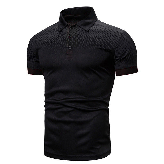 Andrés | Polo de Hombre Negro de Manga Corta con Cuello Acanalado 0