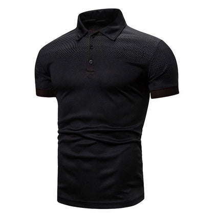 Andrés | Polo de Hombre Negro de Manga Corta con Cuello Acanalado 0