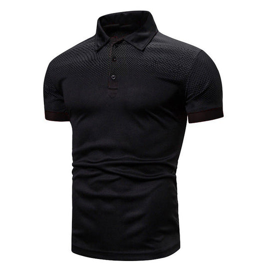 Andrés | Polo de Hombre Negro de Manga Corta con Cuello Acanalado 0