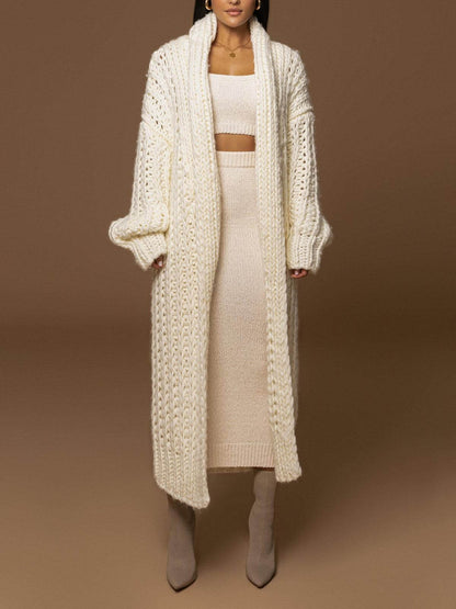 Cárdigan Largo de Punto Grueso con Diseño Abierto | Elegante y Acogedor para Otoño e Invierno 4