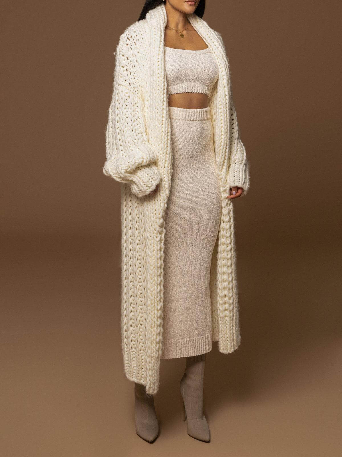 Cárdigan Largo de Punto Grueso con Diseño Abierto | Elegante y Acogedor para Otoño e Invierno 6