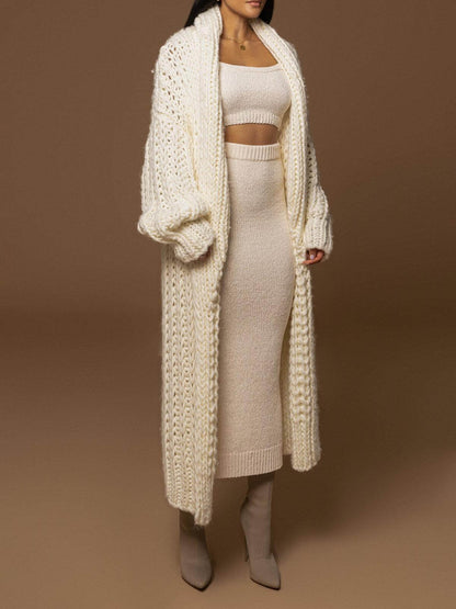 Cárdigan Largo de Punto Grueso con Diseño Abierto | Elegante y Acogedor para Otoño e Invierno 6