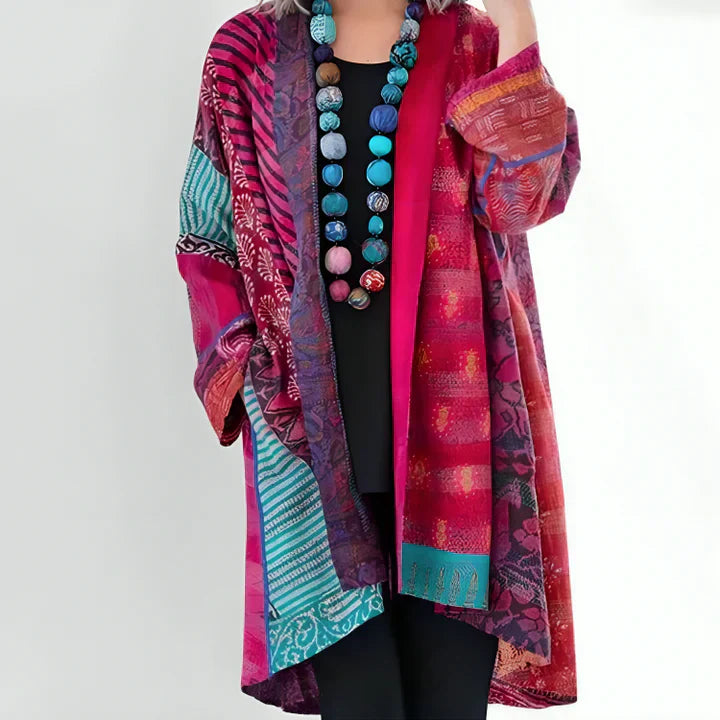 Cárdigan Mujer Largo Estilo Kimono con Diseño de Patchwork Artístico | Versátil y Cómodo para Todo Ocasión 1