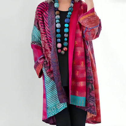 Cárdigan Mujer Largo Estilo Kimono con Diseño de Patchwork Artístico | Versátil y Cómodo para Todo Ocasión 1