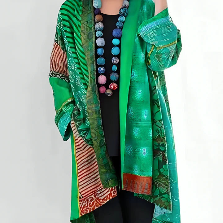 Cárdigan Mujer Largo Estilo Kimono con Diseño de Patchwork Artístico | Versátil y Cómodo para Todo Ocasión 3