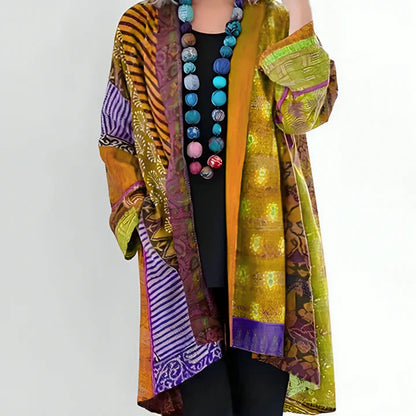 Cárdigan Mujer Largo Estilo Kimono con Diseño de Patchwork Artístico | Versátil y Cómodo para Todo Ocasión 4