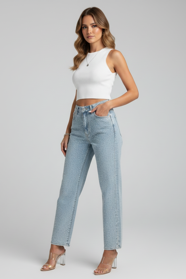 Catalina | Jeans Brillantes de Cintura Alta para Mujer 3