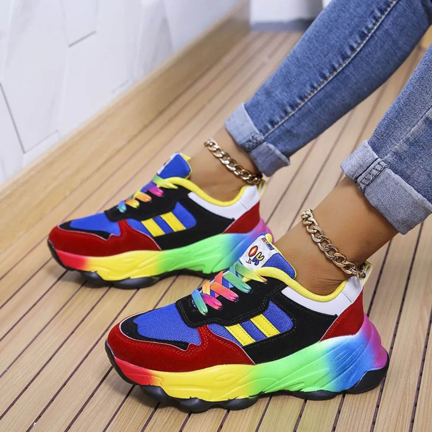 Cecilia | Zapatillas Colorblock con Suela Arcoíris para Mujer 0