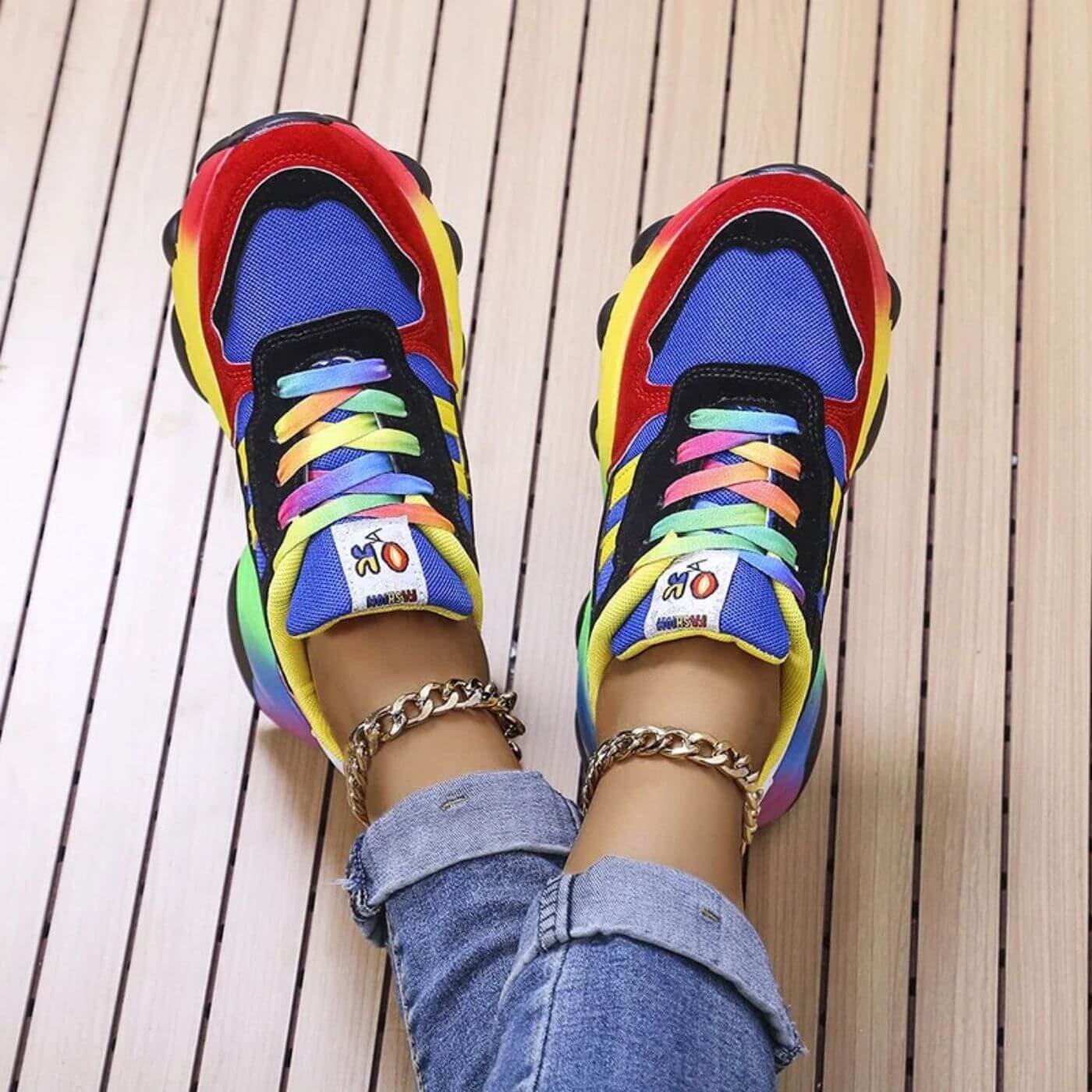 Cecilia | Zapatillas Colorblock con Suela Arcoíris para Mujer 2
