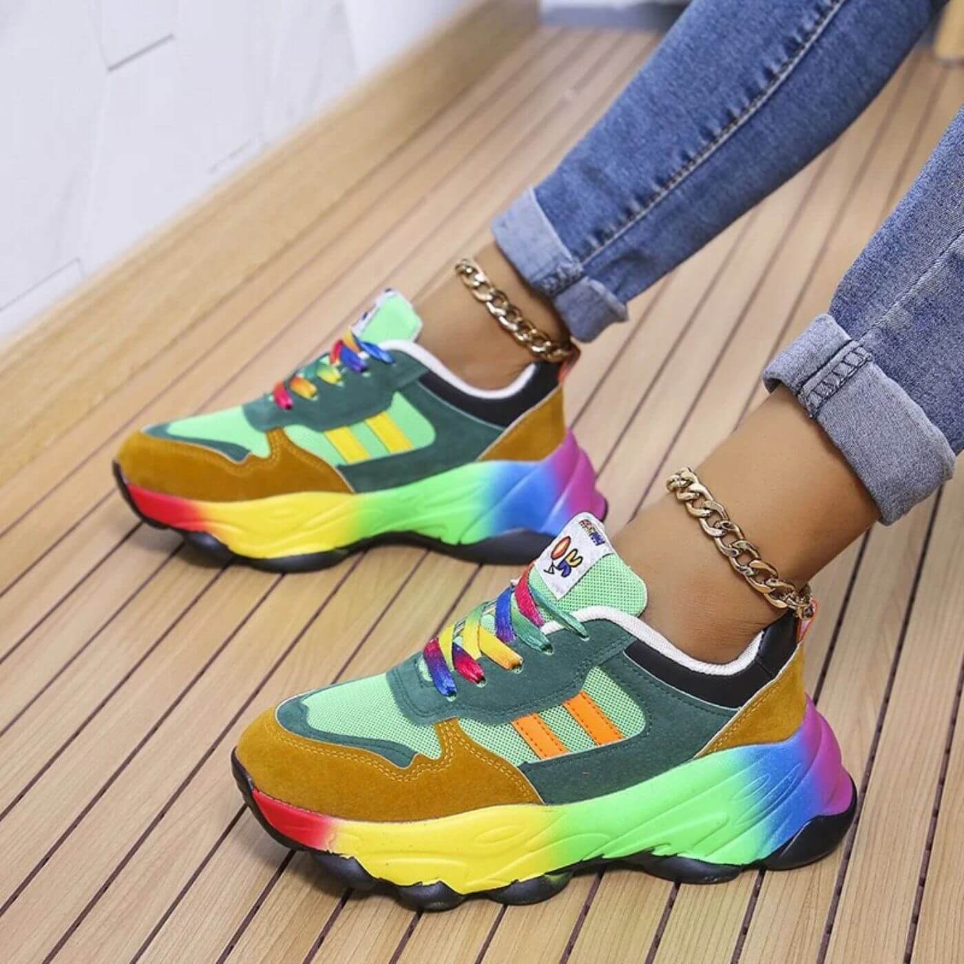 Cecilia | Zapatillas Colorblock con Suela Arcoíris para Mujer 5