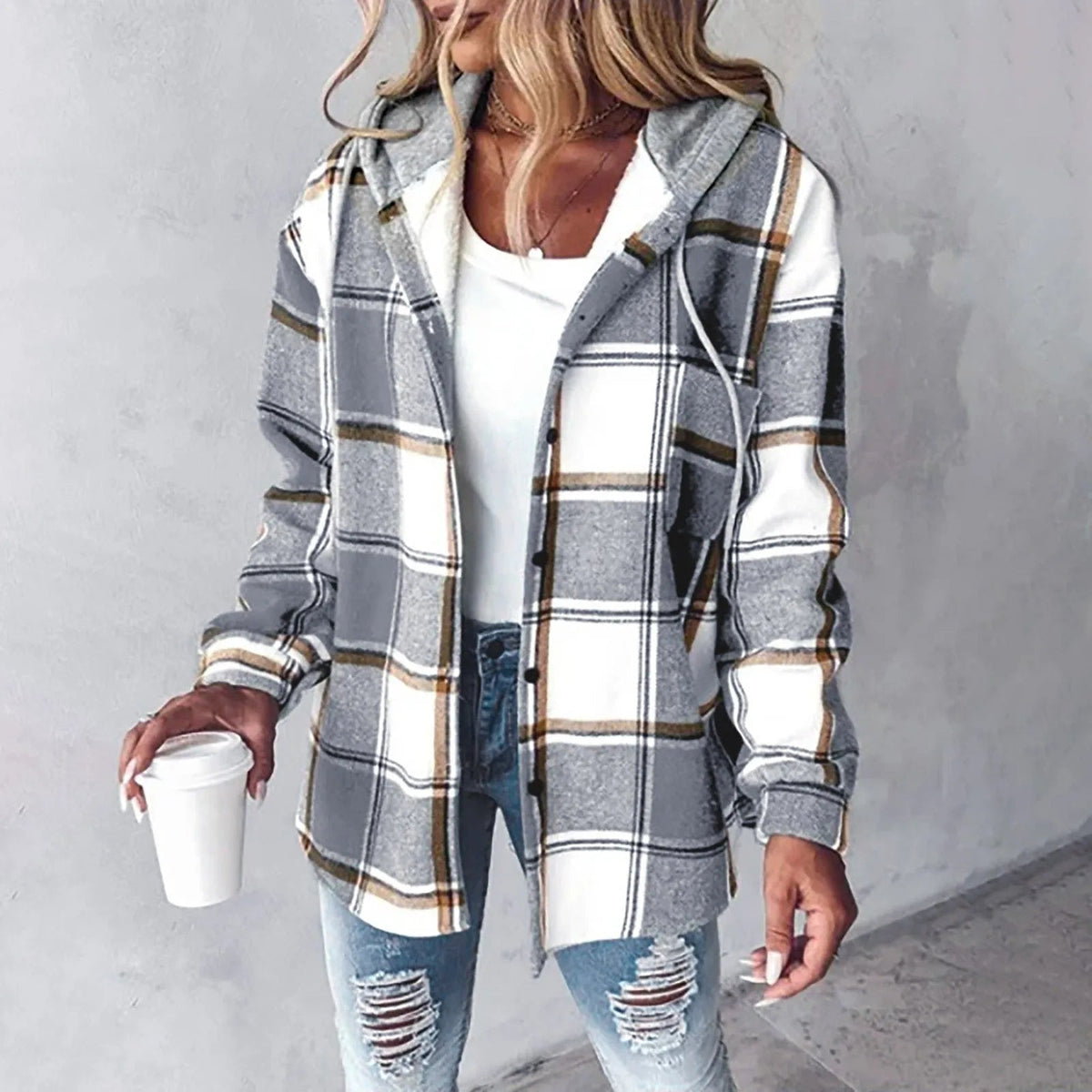 Clara | Chaqueta a Cuadros con Capucha para Mujer 0
