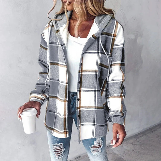Clara | Chaqueta a Cuadros con Capucha para Mujer 0