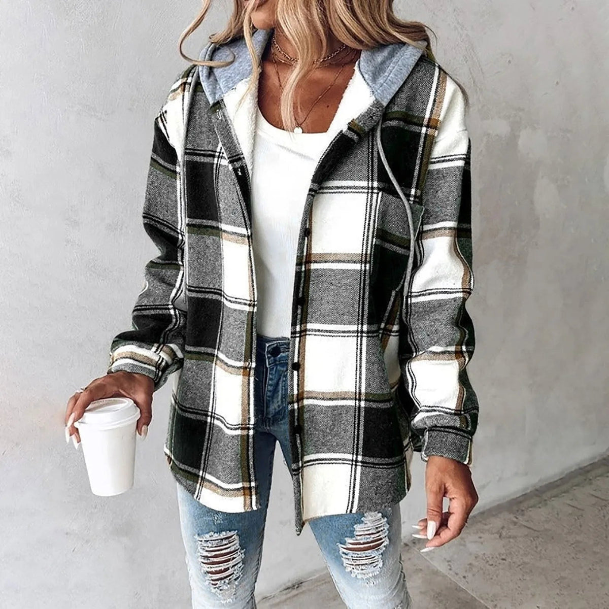 Clara | Chaqueta a Cuadros con Capucha para Mujer 3