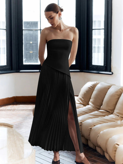 Clara | Elegante Vestido Largo Plisado con Abertura Lateral 7