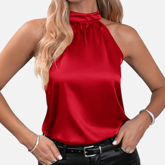 Clara | Top de Satén Halter Ligero para Mujer Elegante en Verano 0