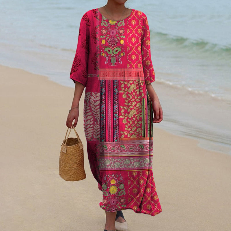 Clara | Vestido Largo Bohemio de Manga Tres Cuartos para Mujer Verano 0