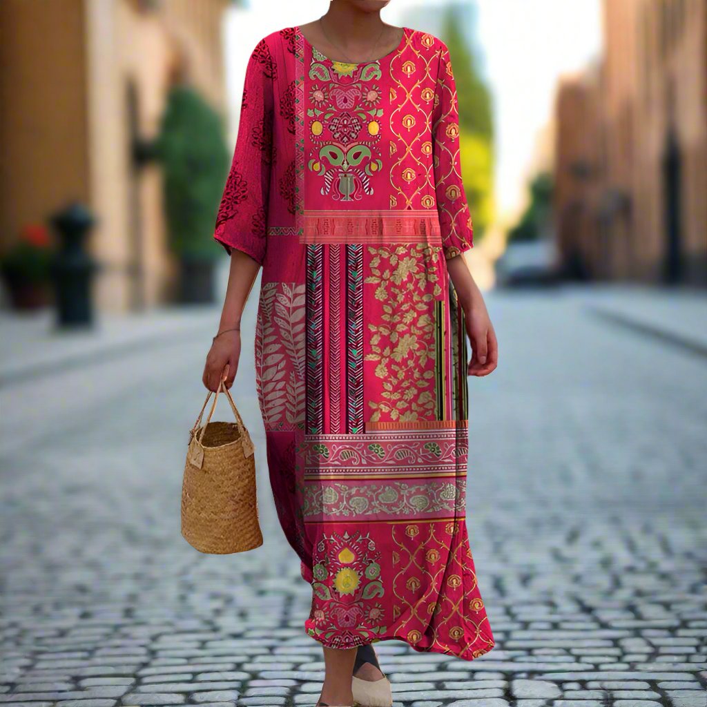 Clara | Vestido Largo Bohemio de Manga Tres Cuartos para Mujer Verano 1