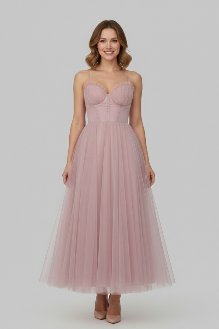 Clara | Vestido Largo Sin Tirantes de Tul para Mujer, Ideal para Bodas y Fiestas 0