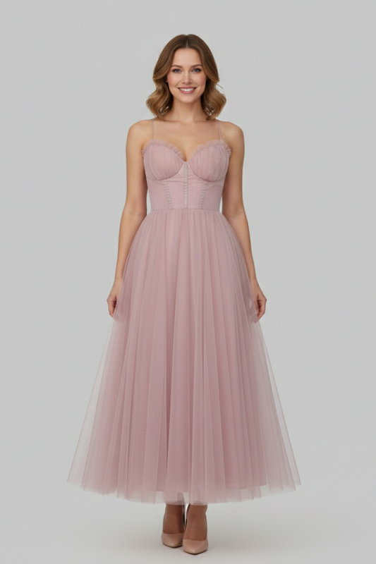 Clara | Vestido Largo Sin Tirantes de Tul para Mujer, Ideal para Bodas y Fiestas 0