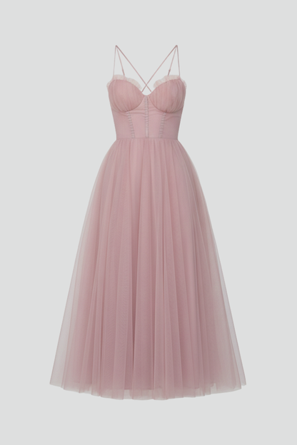 Clara | Vestido Largo Sin Tirantes de Tul para Mujer, Ideal para Bodas y Fiestas 1