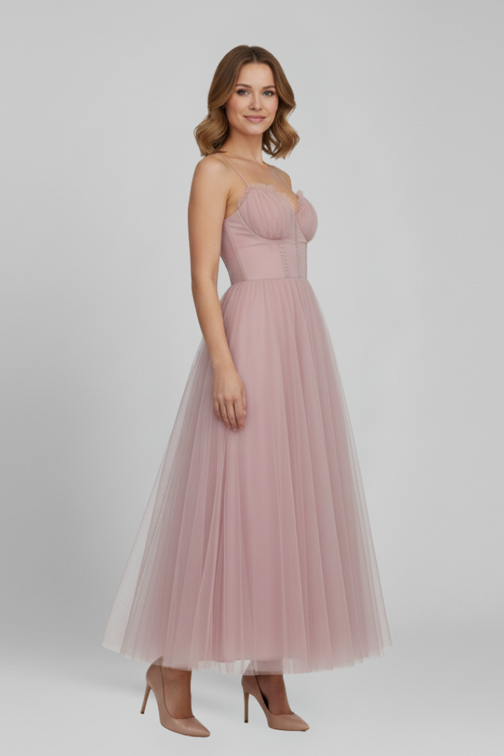 Clara | Vestido Largo Sin Tirantes de Tul para Mujer, Ideal para Bodas y Fiestas 3