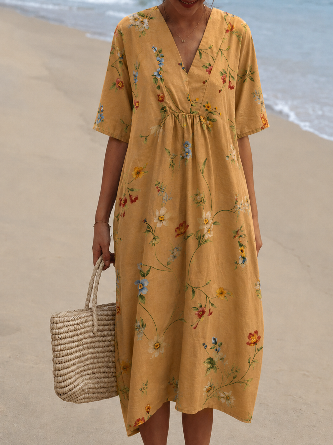 Clara | Vestido Midi Floral con Cuello en V para Mujer 12