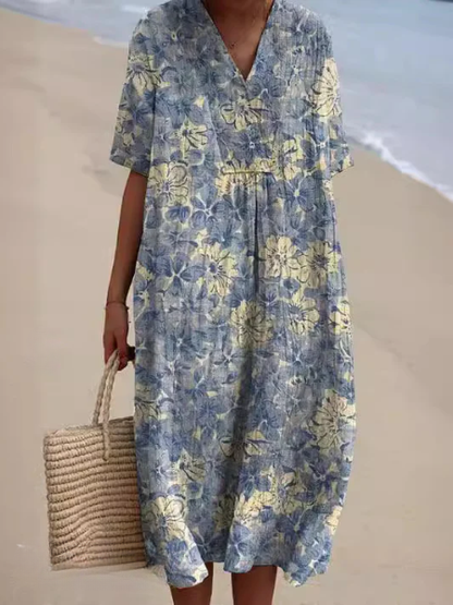 Clara | Vestido Midi Floral con Cuello en V para Mujer 7