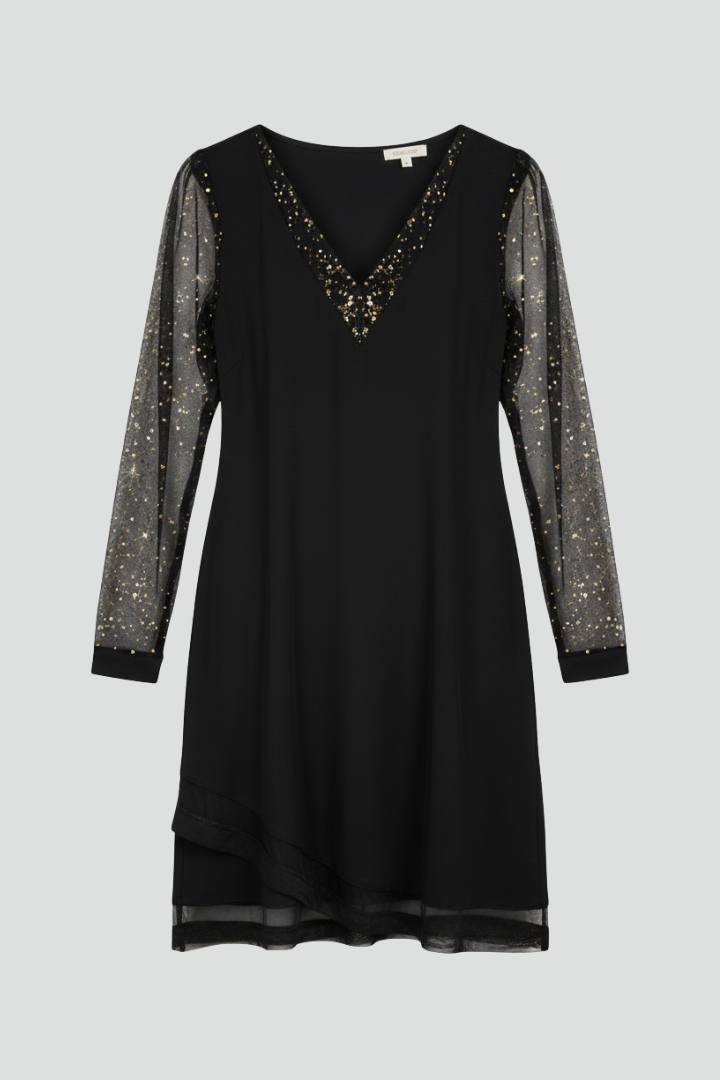 Clara | Vestido de Cóctel con Cuello en V y Lentejuelas para Mujer 0