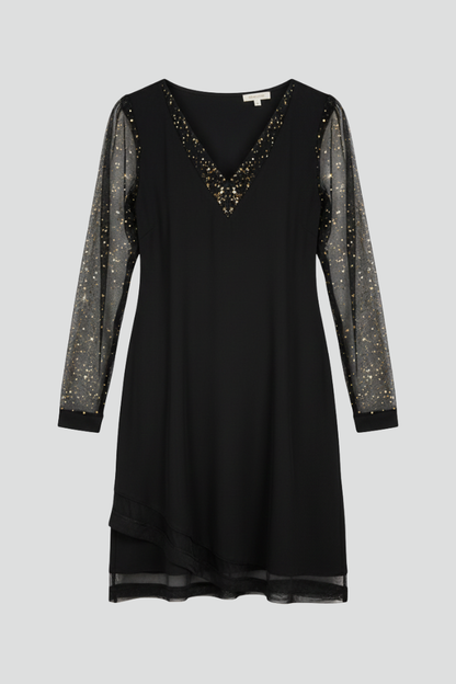 Clara | Vestido de Cóctel con Cuello en V y Lentejuelas para Mujer 0